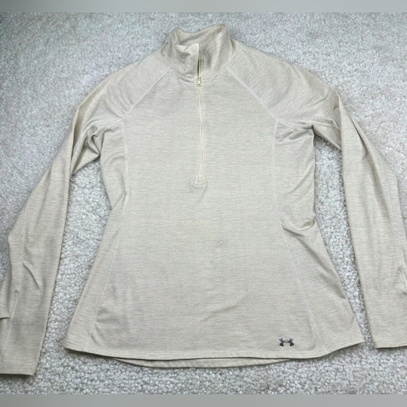 Under Armour Tops - Under Armour Cold Gear Fitted 1/2 Zip Shirt Ivory Cream Womens  Size M